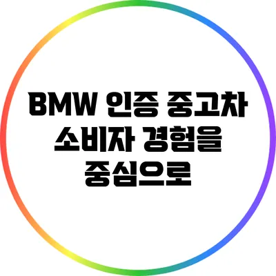 BMW 인증 중고차: 소비자 경험을 중심으로