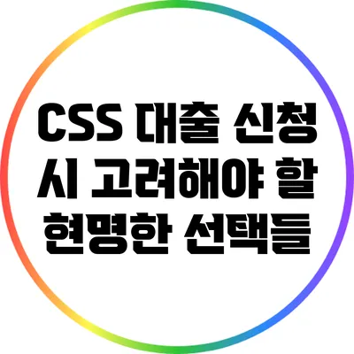 CSS 대출 신청 시 고려해야 할 현명한 선택들