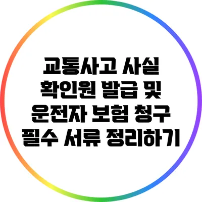 교통사고 사실 확인원 발급 및 운전자 보험 청구 필수 서류 정리하기