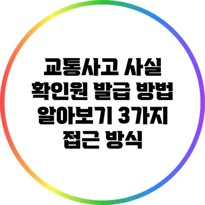 교통사고 사실 확인원 발급 방법 알아보기: 3가지 접근 방식