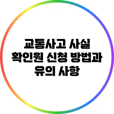 교통사고 사실 확인원 신청 방법과 유의 사항