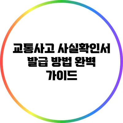 교통사고 사실확인서 발급 방법 완벽 가이드