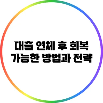 대출 연체 후 회복 가능한 방법과 전략