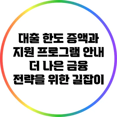 대출 한도 증액과 지원 프로그램 안내: 더 나은 금융 전략을 위한 길잡이