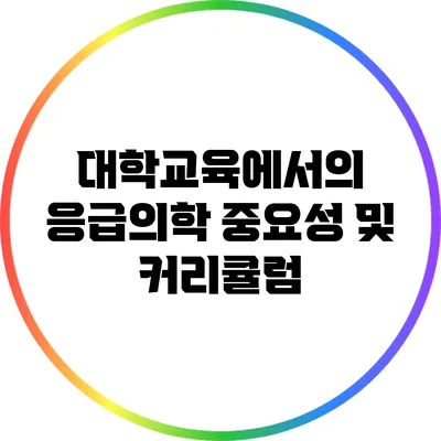 대학교육에서의 응급의학 중요성 및 커리큘럼