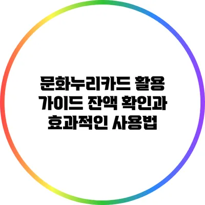 문화누리카드 활용 가이드: 잔액 확인과 효과적인 사용법