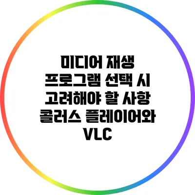 미디어 재생 프로그램 선택 시 고려해야 할 사항 콜러스 플레이어와 VLC