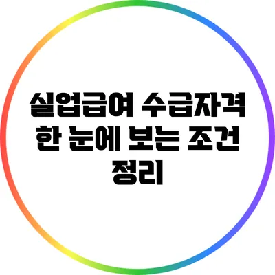 실업급여 수급자격: 한 눈에 보는 조건 정리
