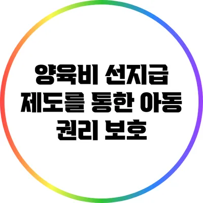 양육비 선지급 제도를 통한 아동 권리 보호