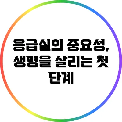 응급실의 중요성, 생명을 살리는 첫 단계