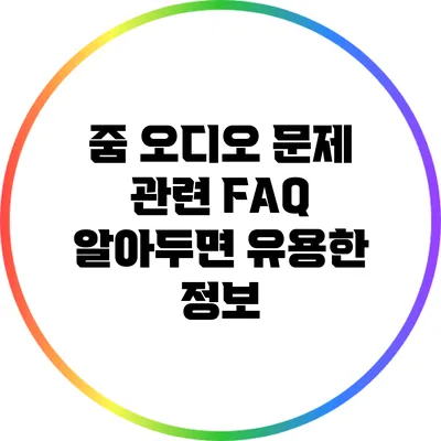 줌 오디오 문제 관련 FAQ 알아두면 유용한 정보