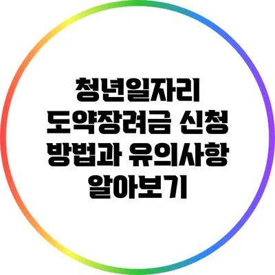 청년일자리 도약장려금 신청 방법과 유의사항 알아보기
