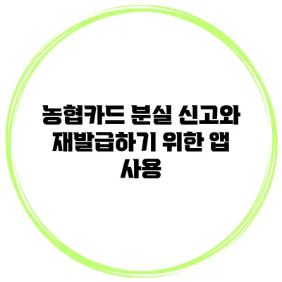 농협카드 분실 신고와 재발급하기 위한 앱 사용