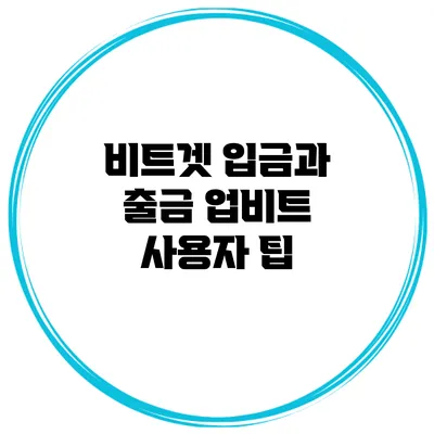 비트겟 입금과 출금 업비트 사용자 팁