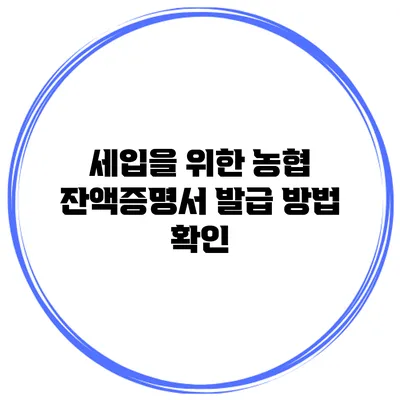 세입을 위한 농협 잔액증명서 발급 방법 확인