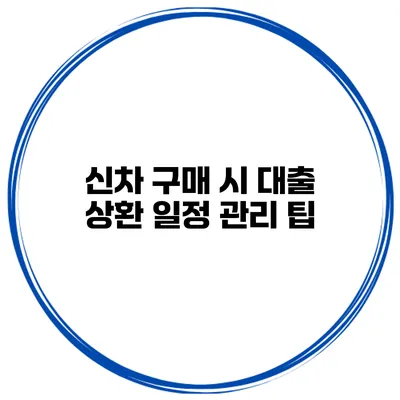 신차 구매 시 대출 상환 일정 관리 팁