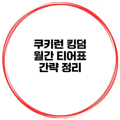 쿠키런 킹덤 월간 티어표 간략 정리