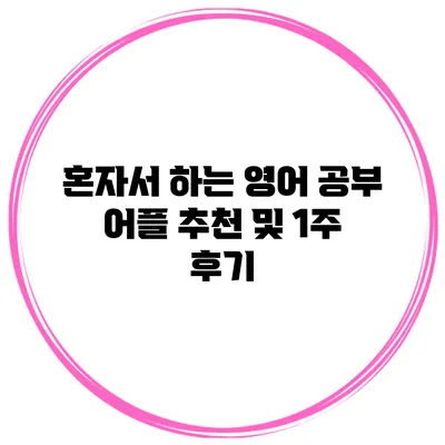 혼자서 하는 영어 공부 어플 추천 및 1주 후기
